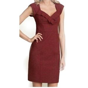 Nanette Lepore Cranberry Red Tweed Midi Dress size small
